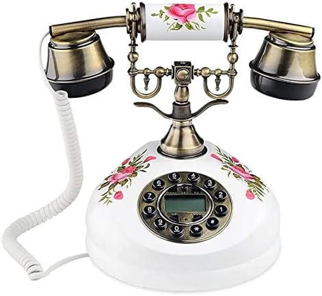 Фиксни телефонски антички телефон, фиксен дигитален гроздобер телефон ретро фиксна телефонска кабел со висечки слушалки за хотелски