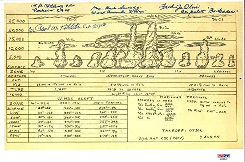 Bockscar Crew повеќе потпишана временска прогноза 8/9/1945 PSA DNA AD28577 ретка