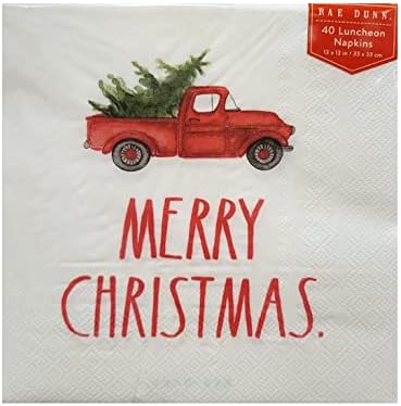 Раи Дан Мери Божиќ 40 салфетки за ручек - Тема на камион - 13 x 13 во / 33 x 33 см