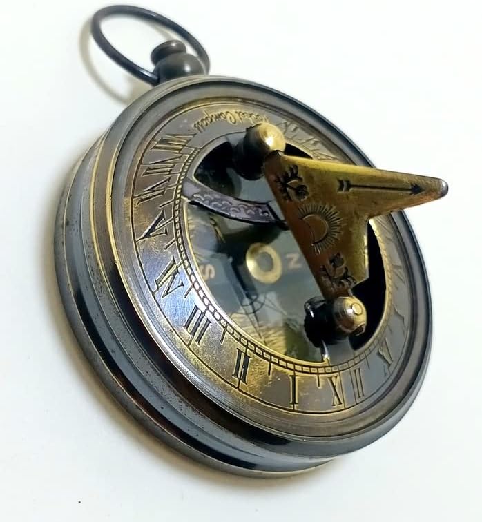 6.Винтиџ месинг компас, насочен магнетски компас за навигација/копче за притискање џеб Сандијал Компас за кампување, пешачење, турнеја