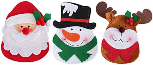 Бестојард Божиќни Украси 6 парчиња Божиќен Дизајн Ножеви Вилушки Ракавици Торбичка Божиќен Дедо Мраз Снежни Луѓе Елкови Украси Неткаен