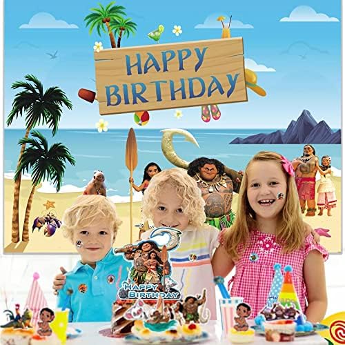 Моана среќен роденден тема фотографија позадина плажа океански остров остров Фото Моана позадина Девојка за роденденска декорација торта