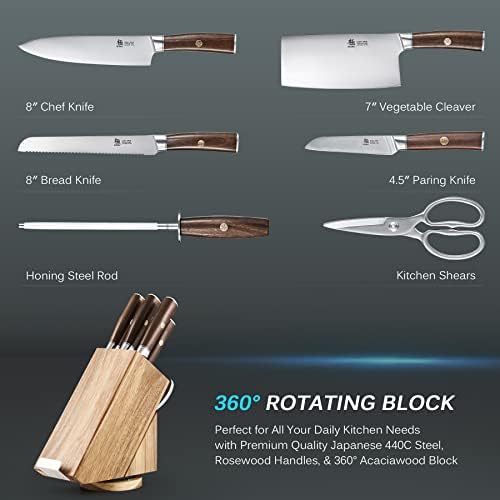 Киоку Кујна Нож Во Собата со Блок + Киоку Стек Нож Во собата на 6