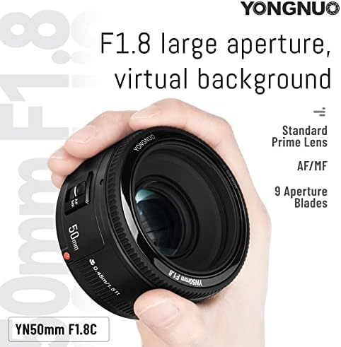 YONGNUO YN50mm F1. 8 Објектив Голем Отвор Автоматски Фокус Објектив Компатибилен Со Canon EF Mount Eos Камера