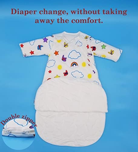 Бебе вреќа за спиење и пакет со ќебе | Бебе: 0-6 месеци | органски памук | 1.5 TOG | Основни и секундарни бои форми | Унисекс