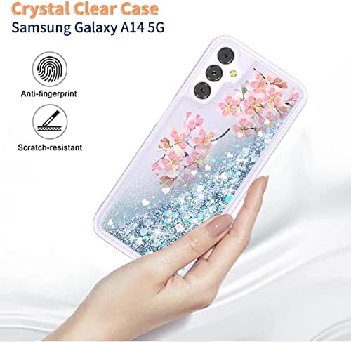 Nkase За Galaxy A14 5G Телефон Случај, Samsung A14 5G Случај Сјајот Сјај Sparkproof Покритие Галакси A14 5G Случај Јасно Симпатична