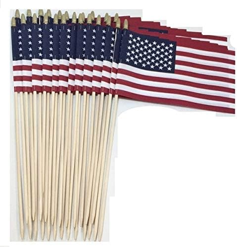 8x12 инчи американски американски раце држени за стапе Граметарот Громари знамиња на ветровито со врвот на копја 24 инчи персоналот направен