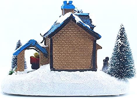 Есах мини смола Божиќно колекционерски украс, украс за божиќни предводени од светлина, украсен украс, предводена Божиќна снежна куќа