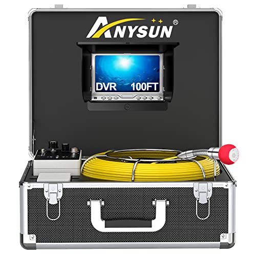 Канализаторска камера 100ft змија камера со опрема за инспекција на видео цевки DVR 7 инчен LCD монитор канал HVAC 1000TVL Borescope ендоскоп водосочен кабел IP68 30m 1