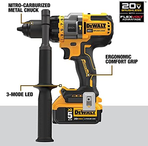 DEWALT FLEXVOLT ПРЕДНОСТ 20V макс * Комбо Комплет со Чекан Вежба &засилувач; Влијание Возачот, 5.0-Ах, 2-Алатка