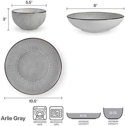 Пфалцграф Арли Греј Сет За Вечера Од 12 Парчиња, Услуга за 4, Сива боја