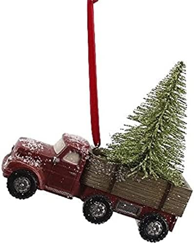 Удобен час 2 Полирезин новогодишна елка во украс за камион за Божиќна декорација, темноцрвена, зимска празничка колекција