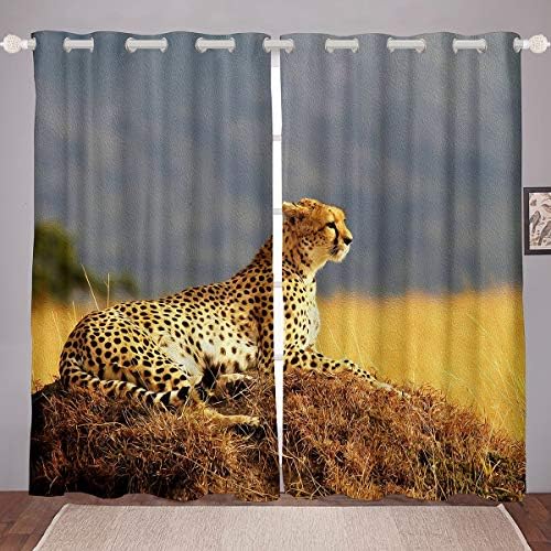 3д Леопард Прозорец Завеси Африкански Сафари Животни Прозорец Завеси За Деца Момчиња Девојчиња Џунгла Гепард Завеси Панели Дивиот Свет