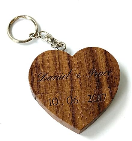 Персонализирано дрвен орев во форма на срце 16 GB USB флеш диск, врежано дрво USB диск обичај дрвена кутија, подарок за складирање