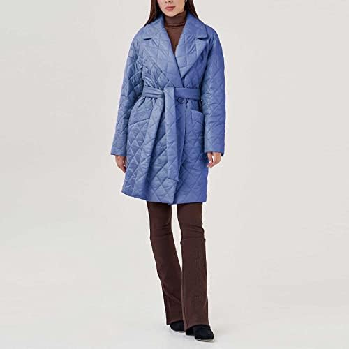Женска пакувачка јакна за јакна од јакна од лесна пуферка со средна должина отворена предна зимска палто за кардиган кардиган