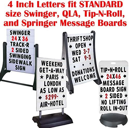 Китливост Дополнителни букви за знаци на тротоари на табла со бела пораки со 4 инчни патеки, кратенки за датум и месец, црна на