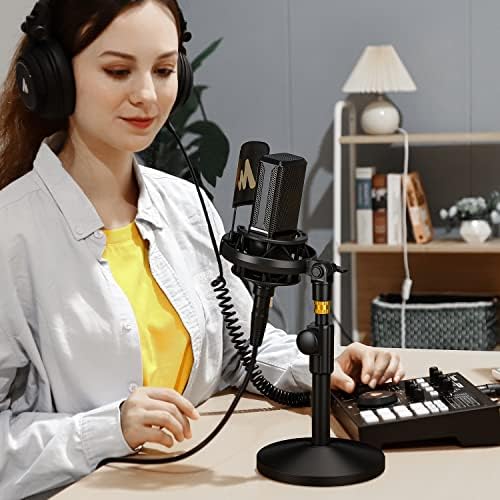 Maono XLR Кондензатор Микрофон со 34mm Голема Дијафрагма, Професионален Кардиоиден Студиски Микрофон За Подкастинг, Снимање, Стриминг,