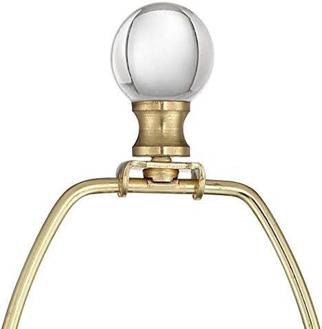 Виена целосен спектар Халстон модерен уметнички деко стил вклучена табела ламба 32 1/2 висок месинг златен метал кристал топка акцент на бела ткаенина тапан декор за