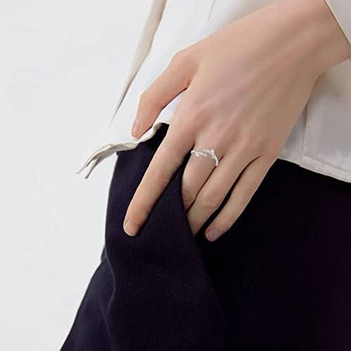 2023 година Нов млад лисја прстен моден едноставен нежен дизајн женски прстен погоден за сите прилики Чунки машки прстени