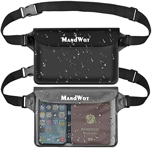 MandWot 2-Пакет Водоотпорен Торбичка Fanny Пакет Екран Допир Чувствителни Сува Торба Со Прилагодливи Ремен-Чувајте Мобилен телефон&засилувач;Скапоцености