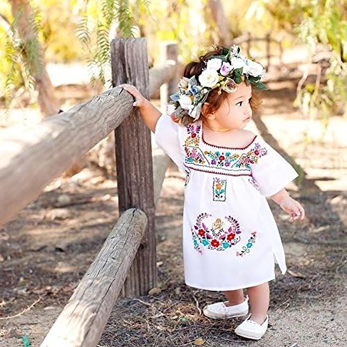 Кашоер новороденче дете бебе девојчиња етнички вез, цветен фустан со долги ракави за забавување здолниште