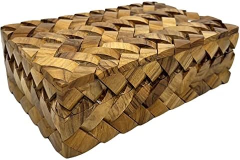 Колекционерско декоративно дрвена кутија за складирање со капаци за складирање на куќиште за складирање на накит со рачно врежано дрво крстосница дизајн дома и ка