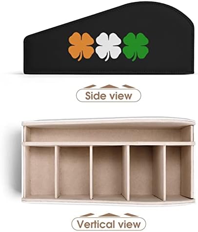 Ирска бои знаме Шамок Четири лисја на далечински управувач со 6 оддели PU кожа далечински организатор за складирање кутија за домашна канцеларија