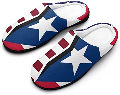 Американско И Порторико Знаме Машки Влечки За Куќи Топли Лизгачки Домашни Чевли За Внатрешни Надворешни со Гумен Ѓон
