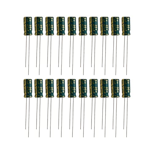 Fielect 100pcs алуминиум радијален електролитски кондензатор 47UF 35V низок ESR зелена 5x11mm висока струја на бран, ниска импеданса