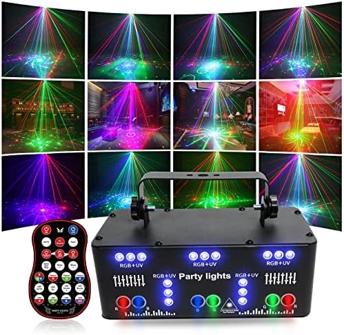 21 светла за забави на очите DJ диско светло светлосен звук активиран ласерски лајт -светски проектор со далечински управувач LED лента за