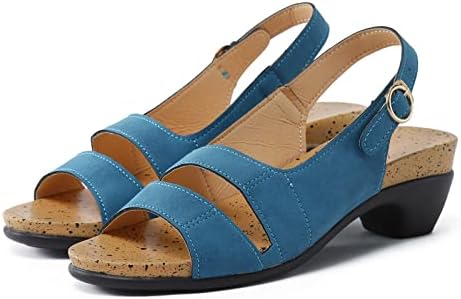 ГУФЕСФ летни сандали за жени, жени елегантни клин -сандали удобни отворени пети ниски буци пета сандали