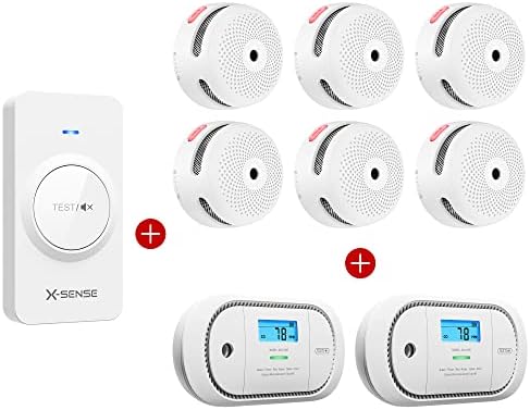 X-Sense безжичен меѓусебно поврзан детектор за чад Аларм за пожар XS01-WR, безжичен меѓусебно поврзан јаглерод моноксид аларм XC01-WR и