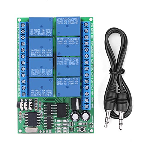 Модул за реле за декодер на сигнал, клуч DCODER DC 12V 8CH DTMF реле Телефонски декодер за далечински контролер на прекинувачот