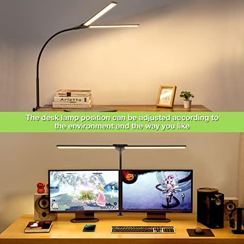 LED-ламба за предводена биро за Kintion, 1400lm архитектна ламба со стегач и флексибилен GooseNeck, 5 режими во боја и 10- осветленост, 25 ”Супер светла дополнителна широка LED-ламба