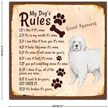 Алиојоит Смешни Куче Метал Знак Плакета Правила Моето Куче Потресени Миленичиња Врата Закачалка со Саркастична Куче Велејќи Земја Метал Печатење