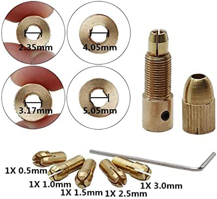 7 парчиња/постави 2.35-5.05мм месинг колекли мини вежба за вежбање за електрични моторни вратило за вежбање метални вежби чак адаптер-долга