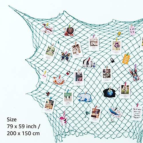 Езака риба мрежа декоративна, 2 парчиња декоративен риболов мрежа 79 x 59inch медитерански стил наутички wallидни висини декорација со морски школки, тиркизна и беж
