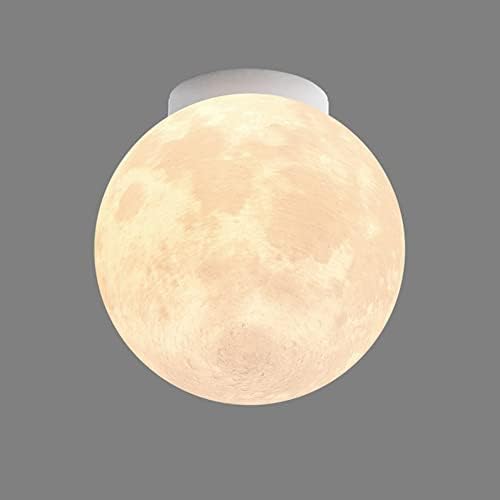 Jadssox модерен свет полу-пламен пламен тавански ламба бела планета мини лустер, дневна соба спална соба ходник 3Д месечина блиску до таванот