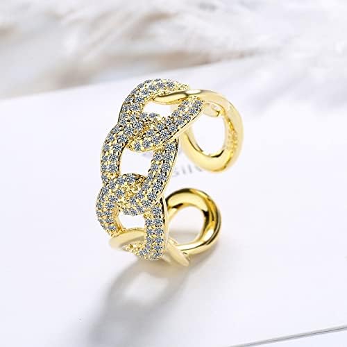 2023 Нови жени моден прстен Отворено прилагодливи прстени кубни цирконија ветувачки ringsвони за нејзиниот цвет прстен