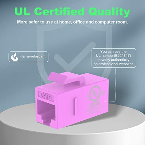 Vcelink RJ45 CAT6 Keystone inline Coupler UL наведен, CAT5E CAT5 Ethernet спојка женски до женски UTP, компатибилен со wallидна плоча,