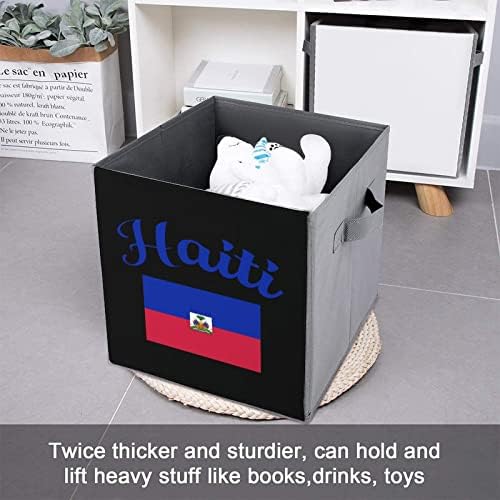 Знаме На Хаити Големи Коцки Канти За Складирање Склопувачки Платно Кутија За Складирање Организатори На Плакарот За Полици
