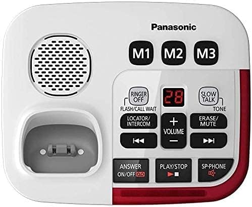 Panasonic KX-TGM420W + KX-TGMA44W засилен безжичен телефон со дигитална машина за одговарање и засилувач на гласот на гласот до 40 dB