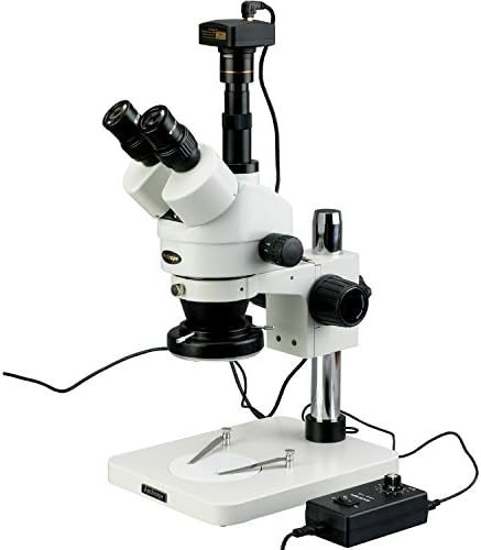 AmScope SM-1tsz-144-M Дигитален Професионален Тринокуларен Стерео Зум Микроскоп, Wh10x Окулари, 3.5 X-90X Зголемување, 0.7 X-4.5