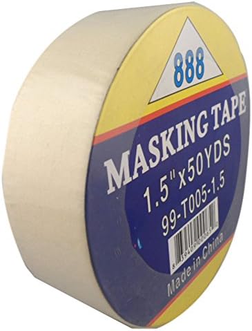 Алатка на бела лента за маскирање- 1,5 Ширина x 50 јарди, погоден за подготовка на сликарство: TAP-PR50150W