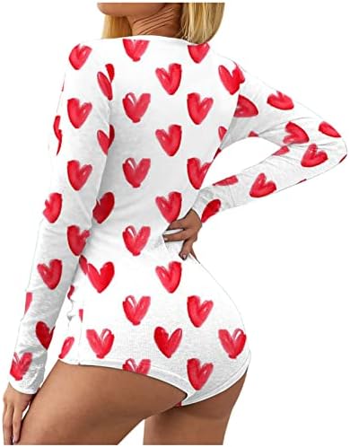 Womenените со долг ракав Badysuit Sleepwear Heart Heart Chemise Pajama Fass V Reck Babydoll Teddy Lingerie Date Money Money Money Money