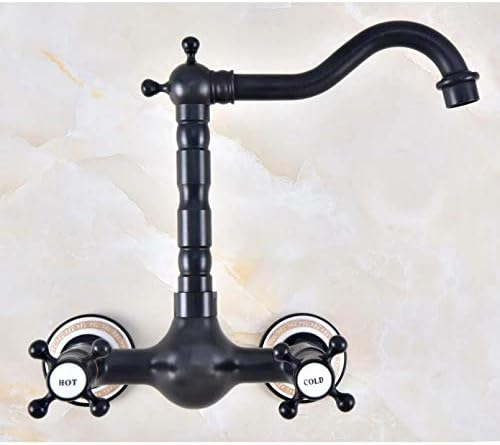 Црно масло трие антички месинг двојно вкрстено рачки за вртење на кујнски кујнски бања мијалник миксер миксер во вода.