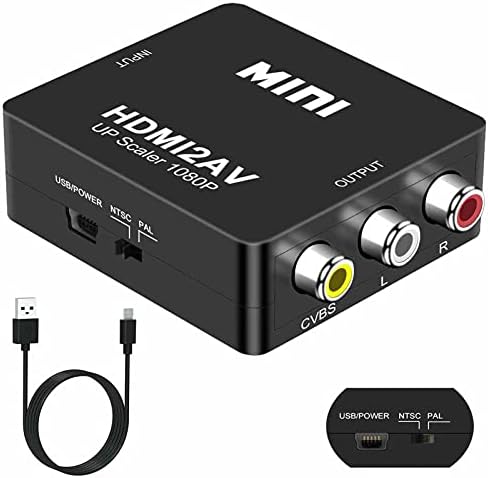 HDMI ДО RCA / AV Видео Аудио Конвертор 1080p Мини HDMI ДО RCA CVBS Композитни HD Видео Аудио Конвертор Адаптер Поддржува PAL/NTSC