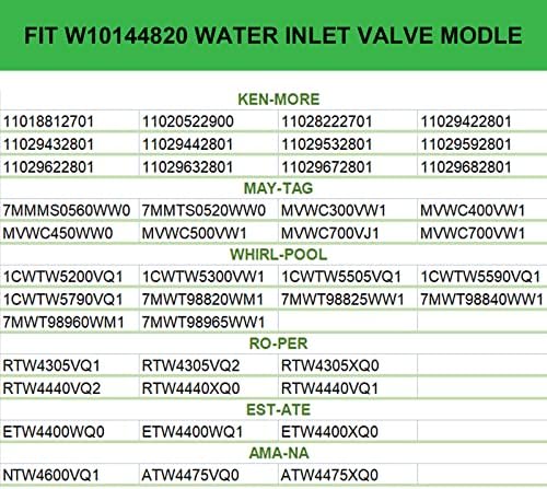 PMIIO WPW10144820 W10144820 Вентила за вода за миење садови се вклопува за мијалниците на вир-пунџа Кен-Меј-Мај-таг Заменете ги AP6015761 AP4371093 PS2347919 W10311458 PS117449042