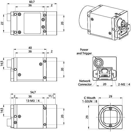 Hteng Vishi Gige Ethernet Machine Vision Camera 12.0MP 1/1,7 ролна за тркалање во боја Ц-уста