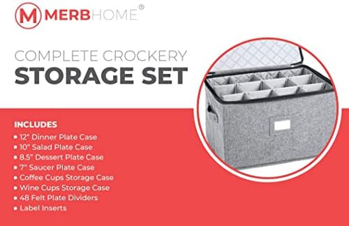 MERB HOME - Кинески сет за складирање - Контејнери за складирање на вечера и стакло - тврда обвивка и кутии за складирање на